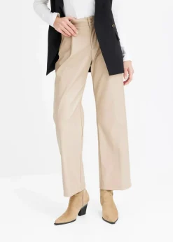bonprix Bekleidung·Kleider|Hosen|Lederimitat-Hose helltaupe