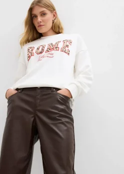 bonprix Bekleidung·Kleider|Hosen|Lederimitat-Hose im Barrel Shape, Mid Waist dunkelbraun