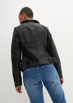 bonprix Bekleidung·Hosen|Jacken & Mäntel|Lederimitat-Jacke aus reiner Viskose schwarz