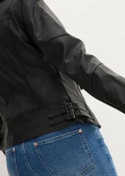 bonprix Bekleidung·Hosen|Jacken & Mäntel|Lederimitat-Jacke aus reiner Viskose schwarz