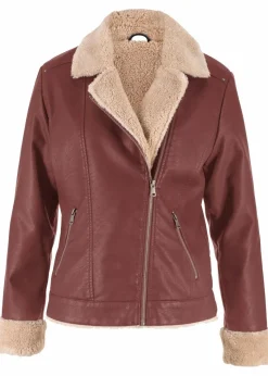 Lederimitat-Jacke, gefüttert|bonprix