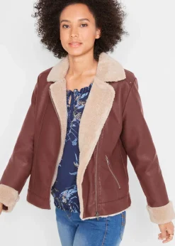 Lederimitat-Jacke, gefüttert|bonprix