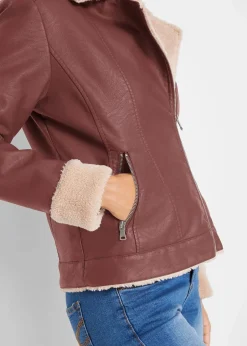 Lederimitat-Jacke, gefüttert|bonprix