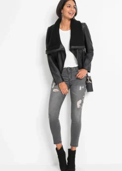 bonprix Bekleidung·Hosen|Jacken & Mäntel|Lederimitat-Jacke mit Schalkragen schwarz