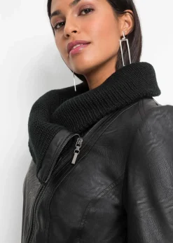 bonprix Bekleidung·Hosen|Jacken & Mäntel|Lederimitat-Jacke mit Schalkragen schwarz