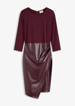 Lederimitat-Kleid mit Jersey-Oberteil|bonprix Discount