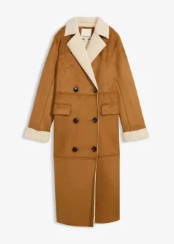 Lederimitat-Mantel mit Teddy warm gefüttert|bonprix Discount