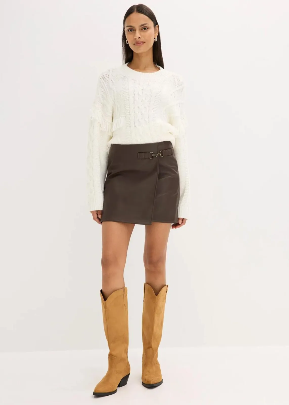 bonprix Röcke|Lederimitat-Rock dunkelbraun