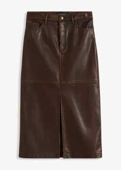 bonprix Röcke|Bekleidung·Sportbekleidung|Lederimitat-Rock terrabraun/nussbraun used
