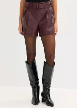 Lederimitat-Shorts mit Gürtel|bonprix Clearance