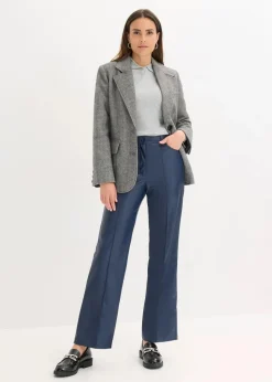 bonprix Bekleidung·Kleider|Hosen|Lederimitat-straight Leg Hose mit Biese dunkelblau