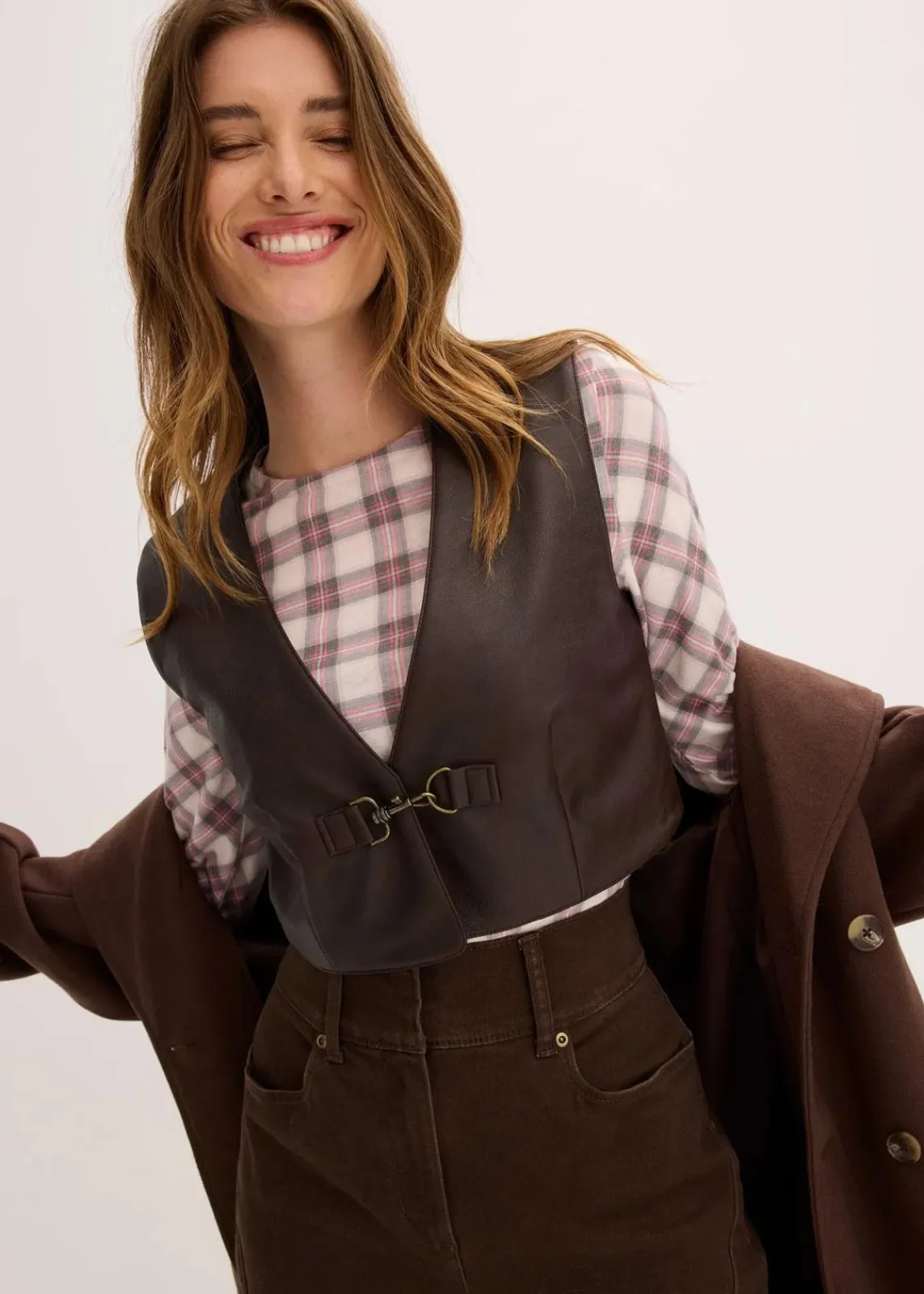 Lederimitat-Weste im Used-Look|bonprix Outlet