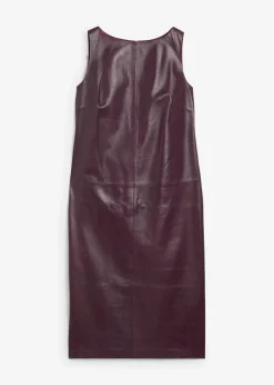 bonprix Kleider|Bekleidung·Pullover & Strickjacken|Lederkleid aus Lammnappa weinrot