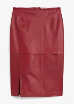 bonprix Bekleidung·Sportbekleidung|Röcke|Lederrock mit Schlitz kastanienrot