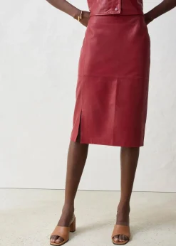 bonprix Bekleidung·Sportbekleidung|Röcke|Lederrock mit Schlitz kastanienrot