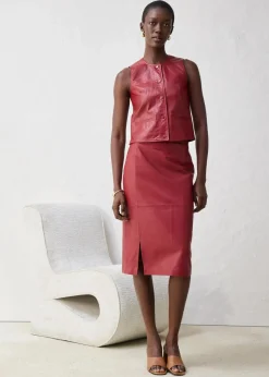 bonprix Bekleidung·Sportbekleidung|Röcke|Lederrock mit Schlitz kastanienrot