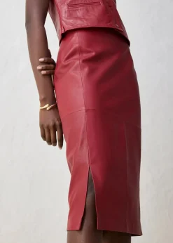 bonprix Bekleidung·Sportbekleidung|Röcke|Lederrock mit Schlitz kastanienrot