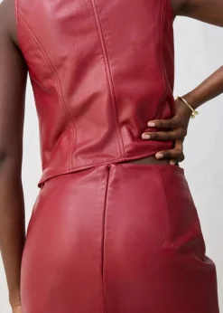 bonprix Bekleidung·Sportbekleidung|Röcke|Lederrock mit Schlitz kastanienrot