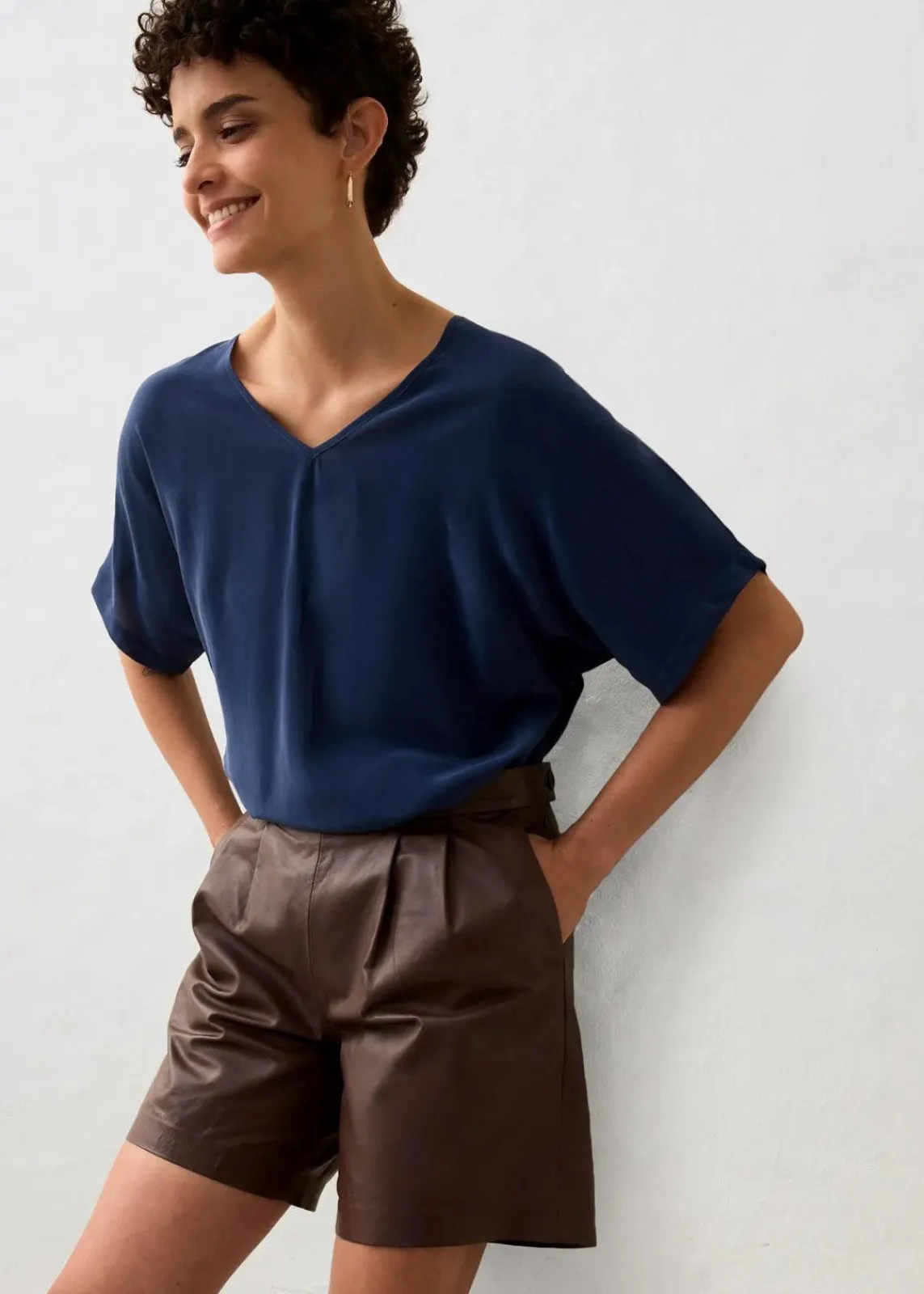 bonprix Bekleidung·Kleider|Premium|Leder-Shorts aus Lammnappa terrabraun