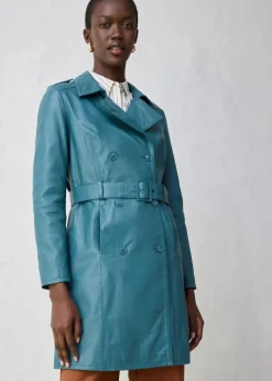 bonprix Bekleidung·Hosen|Premium|Leder-Trenchcoat aus Lammnappa pfeffergrün