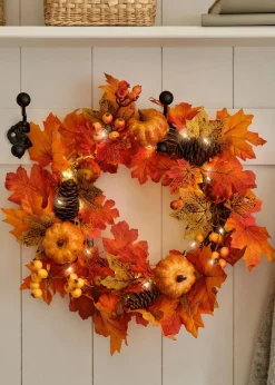 bonprix Wohnaccessoires|LED-Hängedeko Türkranz mit Herbstdeko orange