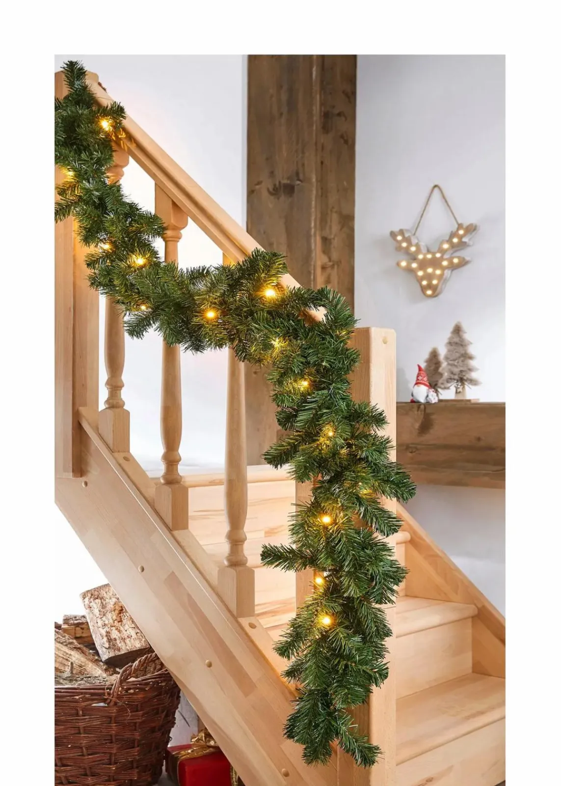 bonprix Wohnaccessoires|Weihnachtsdeko & -Textilien·Dekoration|LED-Kunsttannengirlande grün