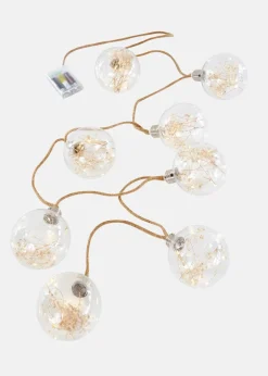 bonprix Leuchten|Wohnaccessoires|LED-Lichterkette mit 8 Kugeln mit Trockenblumen transparent/natur