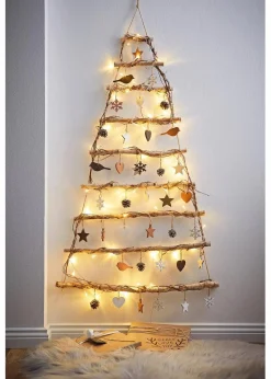 bonprix Wanddekoration|Weihnachtsdeko & -Textilien·Beleuchtung|LED-Wanddeko im Weihnachtsbaum-Design natur