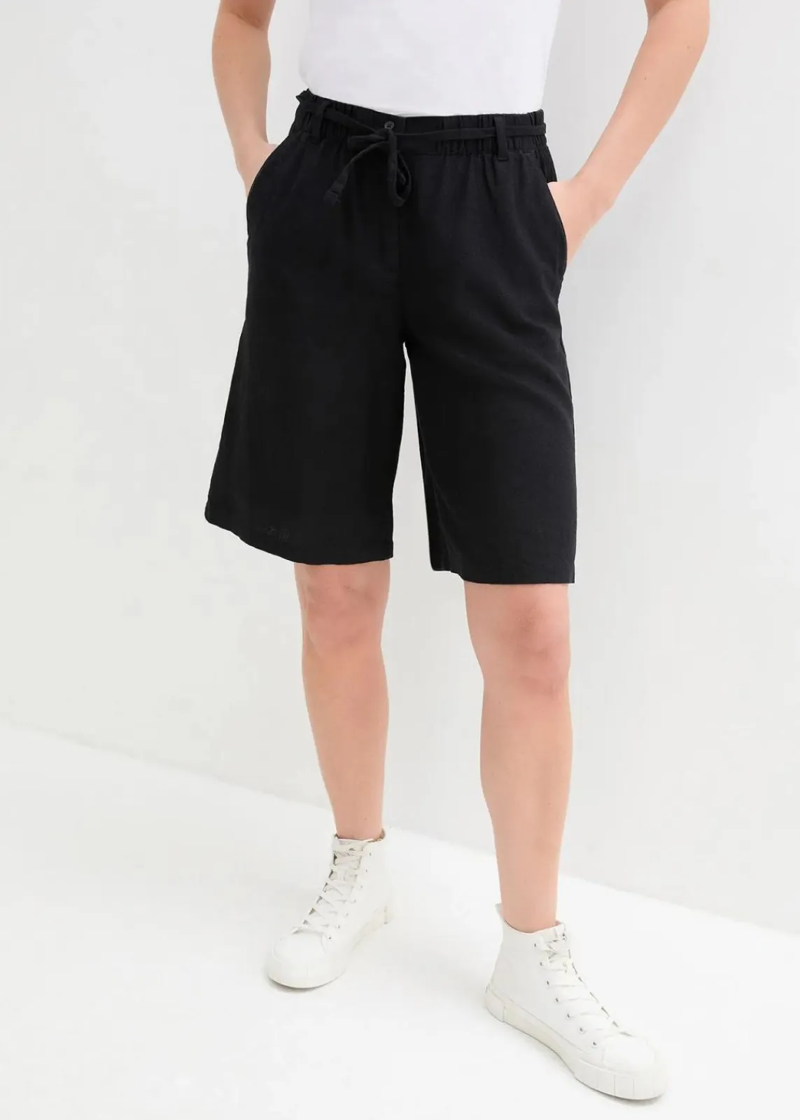 bonprix Bekleidung·Outdoorbekleidung|Bekleidung·Kleider|Legere Bermuda mit Leinen schwarz