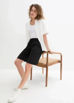 bonprix Bekleidung·Outdoorbekleidung|Bekleidung·Kleider|Legere Bermuda mit Leinen schwarz