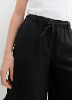 bonprix Bekleidung·Outdoorbekleidung|Bekleidung·Kleider|Legere Bermuda mit Leinen schwarz