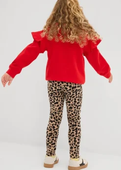 bonprix Mädchen 2-8 Jahre·Nachhaltigere Materialien|Mädchen 9-16 Jahre·Nachhaltigere Materialien|Leggings aus elastischem Bio-Baumwoll-Mix (2er Pack) anthrazit+beige leo bedruckt
