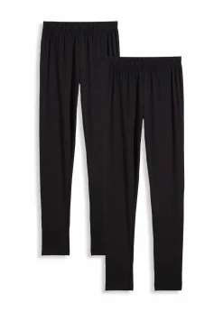 bonprix Mädchen 9-16 Jahre·Mehrfachpacks|Mädchen 9-16 Jahre·Hosen & Leggings|Leggings aus elastischem Bio-Baumwoll-Mix (2er Pack) schwarz