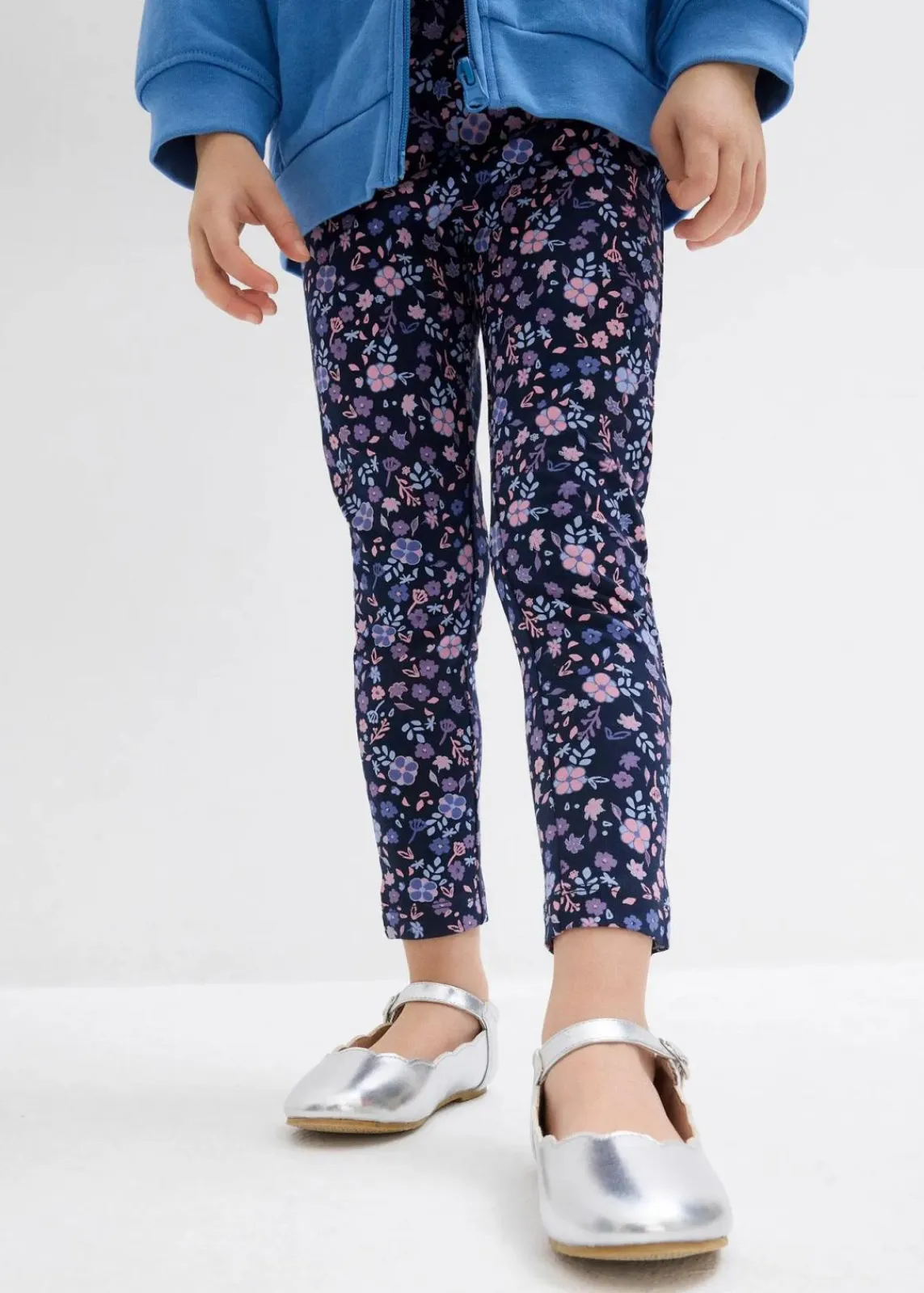 bonprix Mädchen 2-8 Jahre·Mehrfachpacks|Mädchen 2-8 Jahre·Jeans & Hosen|Leggings aus elastischem Baumwoll-Mix (3er Pack) rauchviolett+hellblau+dunkelblau bedruckt