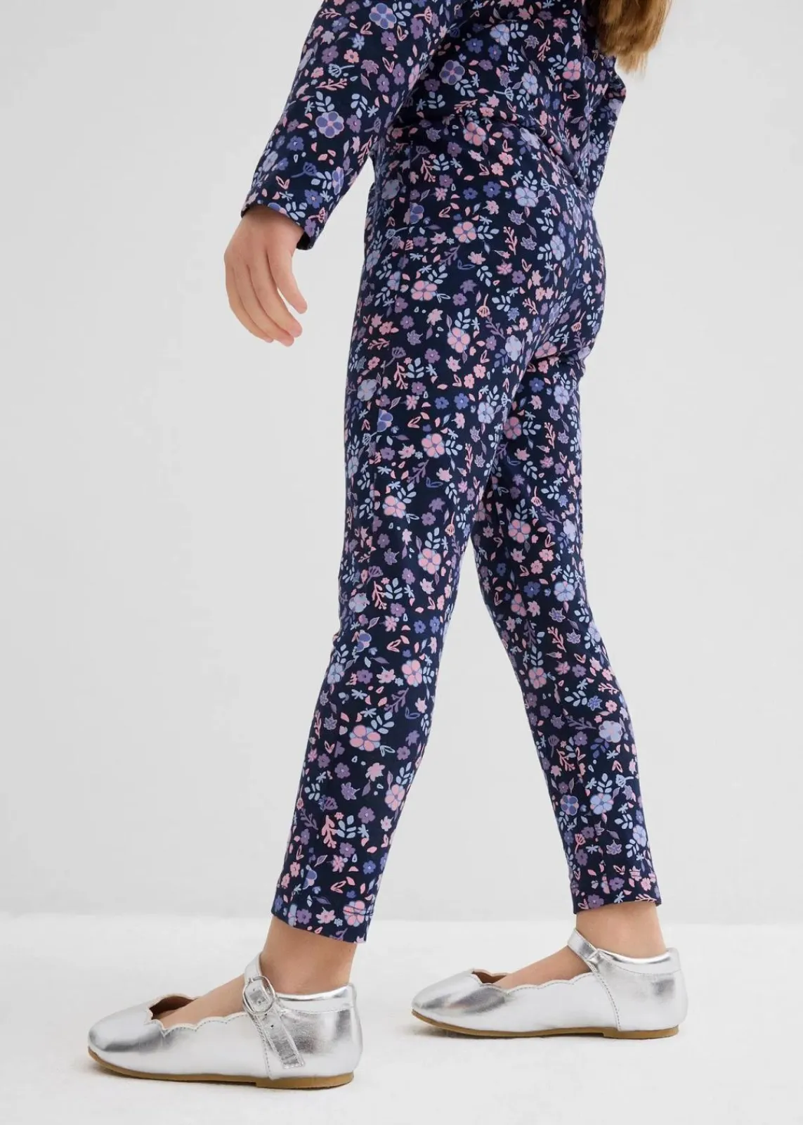 bonprix Mädchen 2-8 Jahre·Mehrfachpacks|Mädchen 2-8 Jahre·Jeans & Hosen|Leggings aus elastischem Baumwoll-Mix (3er Pack) rauchviolett+hellblau+dunkelblau bedruckt