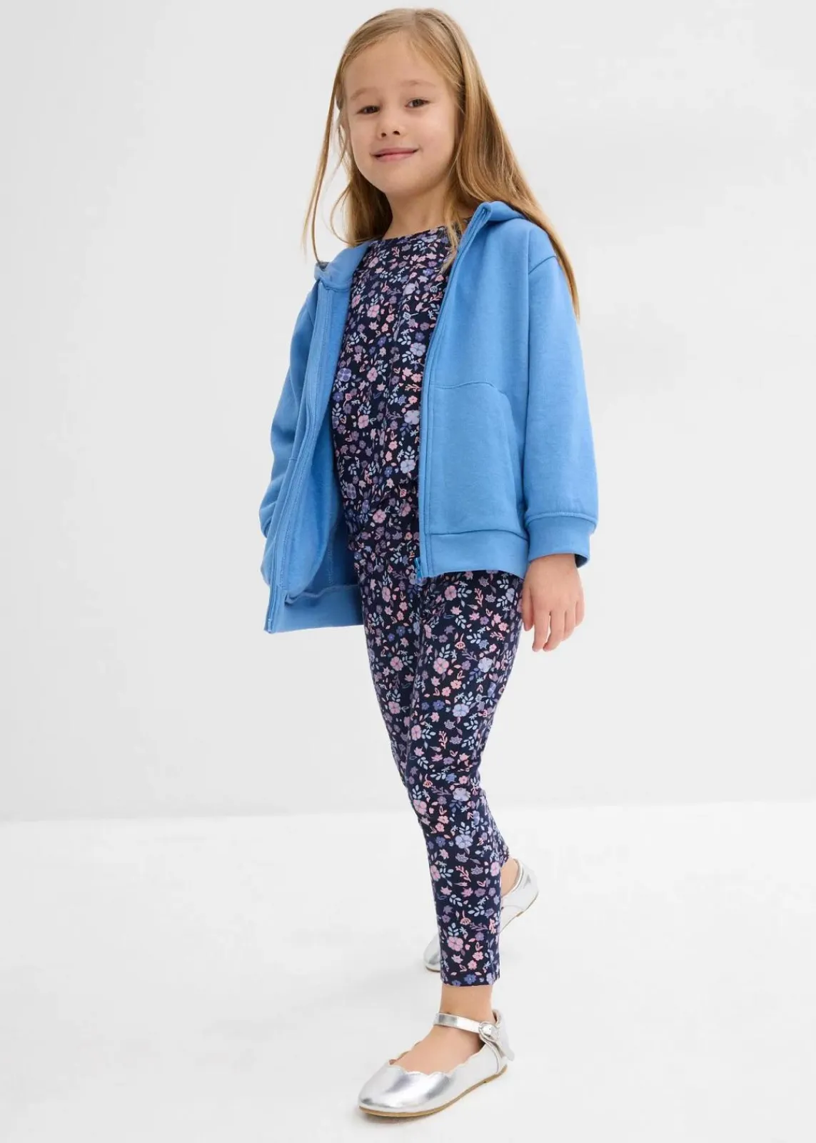 bonprix Mädchen 2-8 Jahre·Mehrfachpacks|Mädchen 2-8 Jahre·Jeans & Hosen|Leggings aus elastischem Baumwoll-Mix (3er Pack) rauchviolett+hellblau+dunkelblau bedruckt