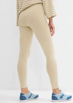 bonprix Basics|Bekleidung·Kleider|Leggings (2er-Pack) rauchkhaki/saharabeige