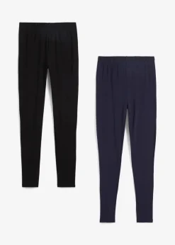 bonprix Basics|Bekleidung·Kleider|Leggings (2er-Pack) dunkelblau + schwarz