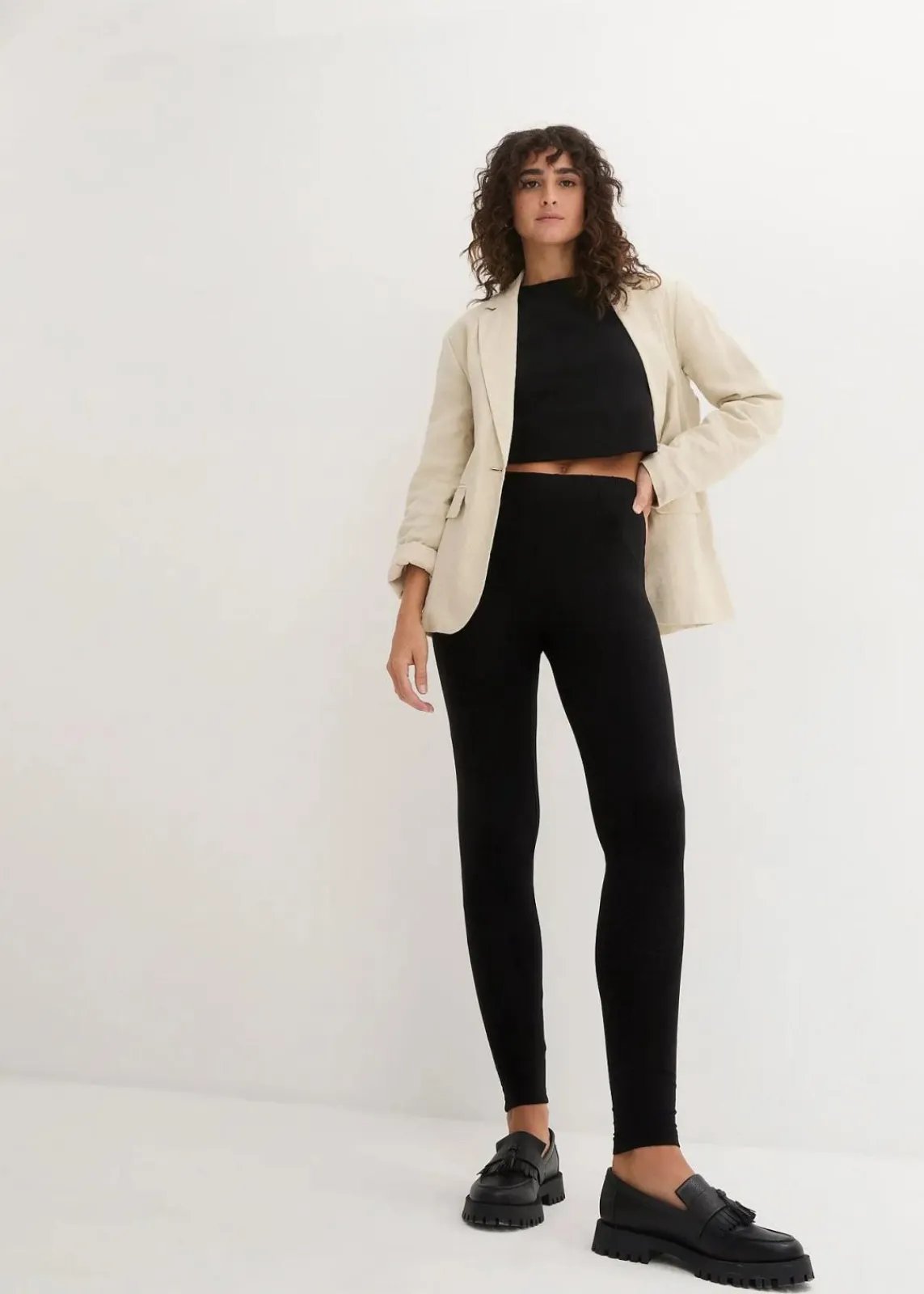 bonprix Basics|Bekleidung·Kleider|Leggings (2er-Pack) dunkelblau + schwarz