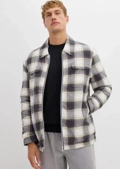 bonprix Große Größen|Jacken & Mäntel|Leicht gefütterte Flanell-Hemdjacke braun kariert