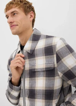 bonprix Große Größen|Jacken & Mäntel|Leicht gefütterte Flanell-Hemdjacke braun kariert