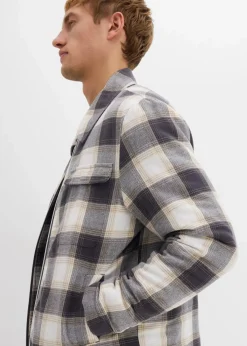 bonprix Große Größen|Jacken & Mäntel|Leicht gefütterte Flanell-Hemdjacke braun kariert