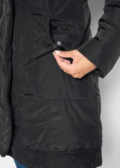 bonprix Bekleidung·Hosen|Jacken & Mäntel|leicht wattierter Kurzmantel mit Kapuze schwarz
