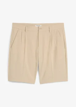 bonprix Große Größen|Shorts|Leichte Chino-Bermuda mit Bundfalten, Regular Fit sand