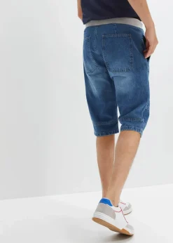 bonprix Große Größen|Shorts|Leichte Long Schlupf-Jeans-Bermuda mit Komfortbund, Relaxed Fit blau denim
