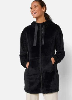 Leichte Loungewear Kuschel-Long-Fleecejacke mit Kapuze|bonprix Online