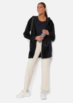 Leichte Loungewear Kuschel-Long-Fleecejacke mit Kapuze|bonprix Online