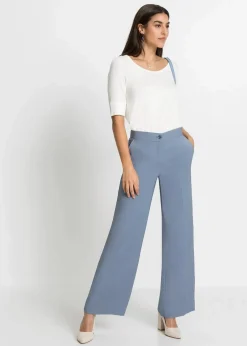 bonprix Hosen|Bekleidung·Kleider|Leichte Marlenehose mit Viskose rauchblau