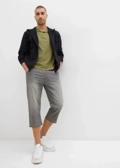 bonprix Große Größen|Jeans|Leichte Regular Fit Schlupf-3/4-Stretch-Jeans, Straight (2er Pack) blau denim+dunkelgrau denim