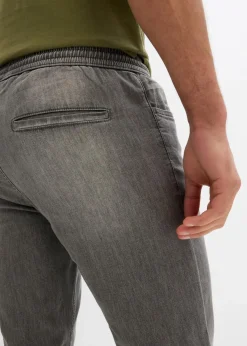 bonprix Große Größen|Jeans|Leichte Regular Fit Schlupf-3/4-Stretch-Jeans, Straight (2er Pack) blau denim+dunkelgrau denim